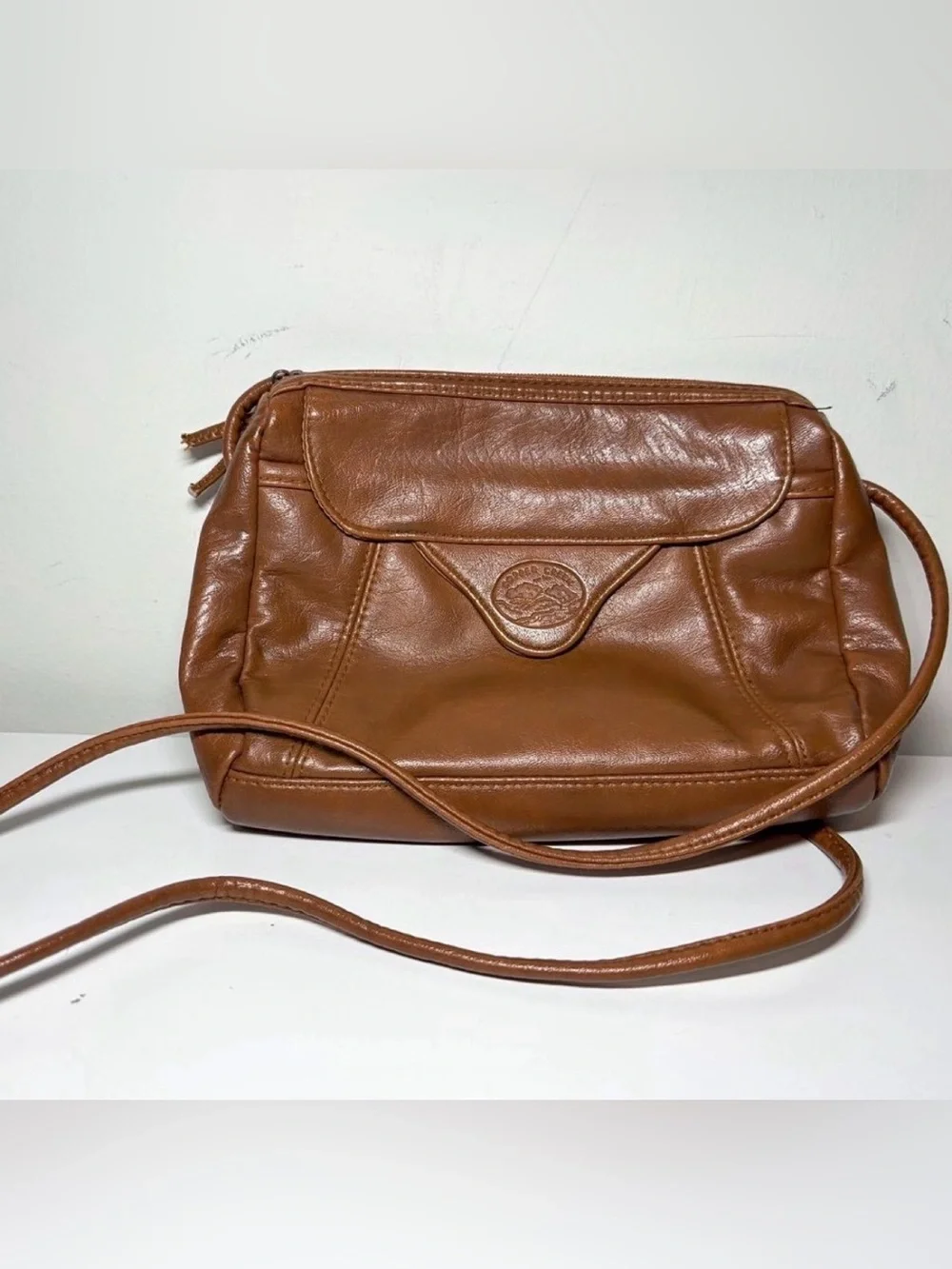 Vintage Copper Creek Brown Leather Crossbody Bag Purse